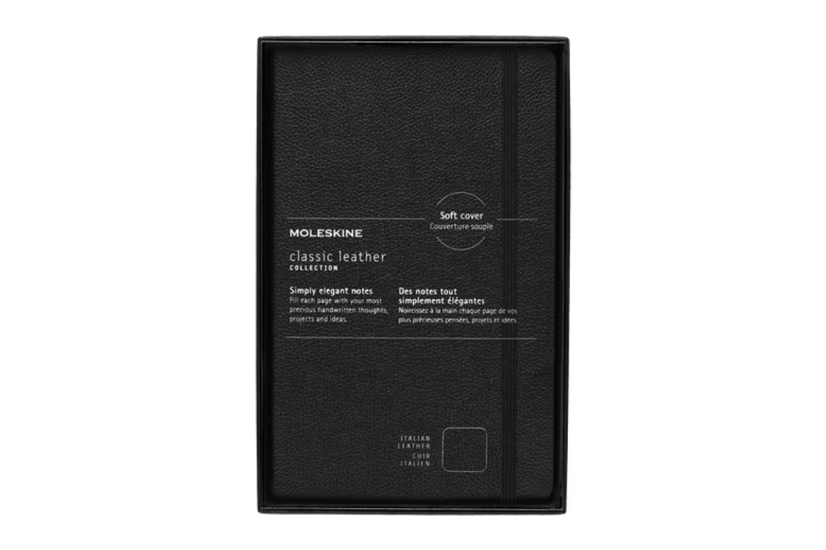 Moleskine Leather Notebook Large Ruled Soft Cover Black