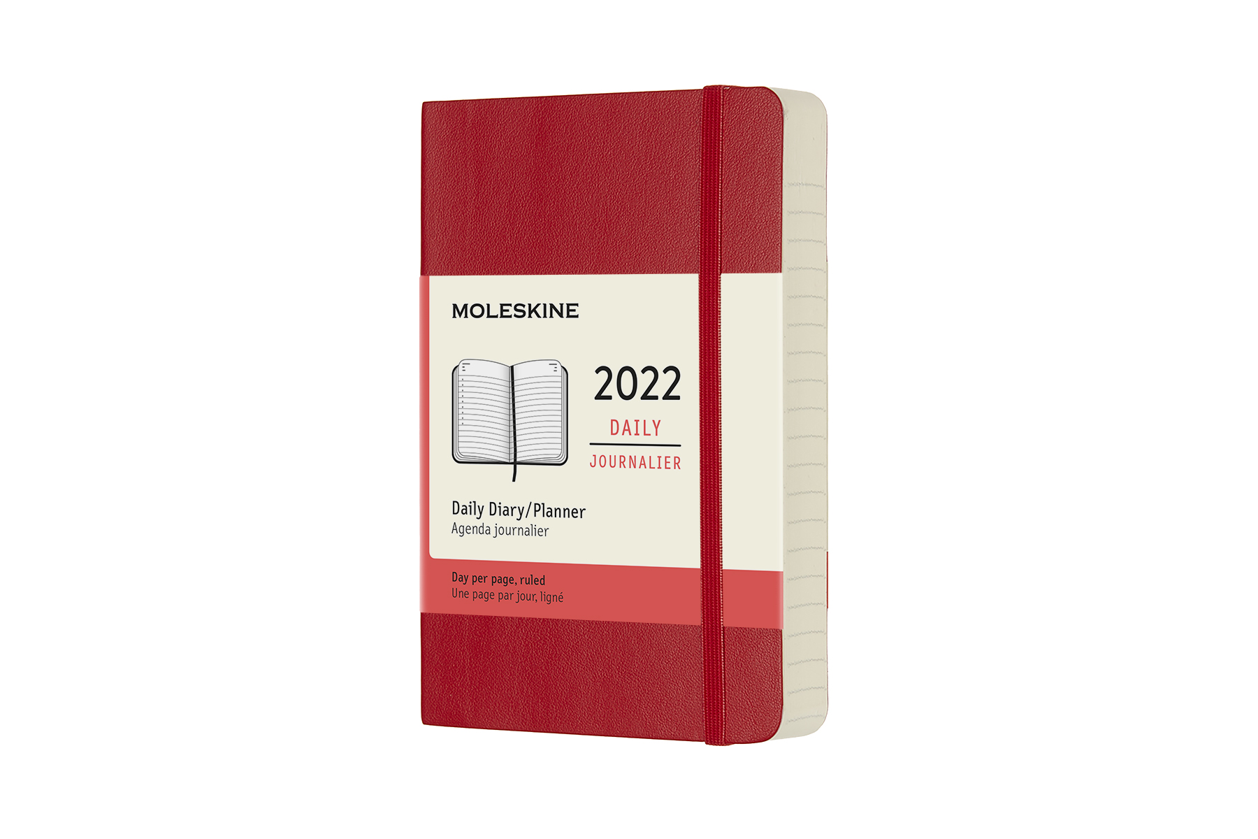 Moleskine 2022 12 maanden Dagagenda Pocket Softcover Scarlet Red 